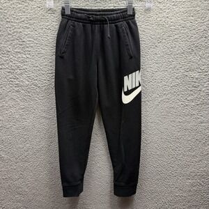Nike Sweat Pants Boy Size 7 (L) Black Big Swoosh Logo Sweat Pants Boys Size 7